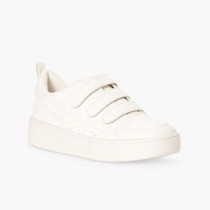NEW Velcro Sneakers Size 9.5 White | JustFab Amelia 3 Straps | Summer Style NWT!